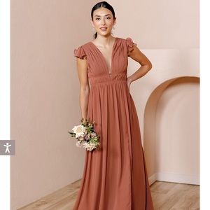 Revelry Dusty Blue Cora Chiffon Dress